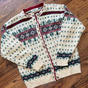 L.L. Bean Vintage Made In Freeport Maine Fair-isle Wool Blend Sweater-Large